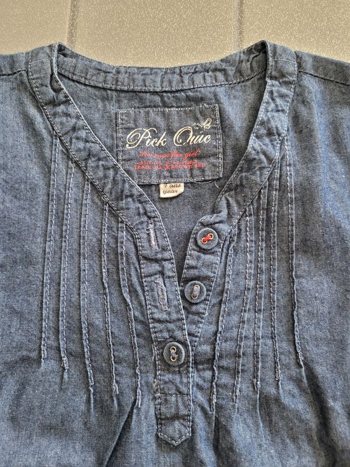 chemise jeans manches courtes pickouic taille 4 ans - photo numéro 2