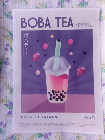 AFFICHE POSTER TOILE A4 BOBA TEA BUBBLE TEA TAIWAN