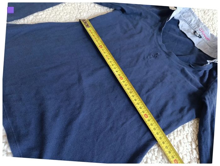 Haut manches longues bleu marine col chemise rayé vintage old school - photo numéro 6