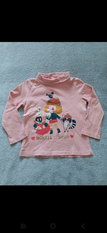 Sous-pull fille rose 18 mois col montant