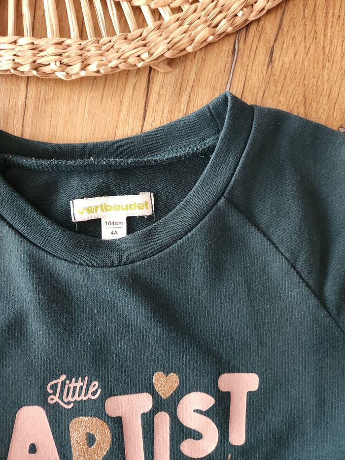 Robe sweat légère verte "Little Artist" Vertbaudet 4 Ans - photo numéro 2