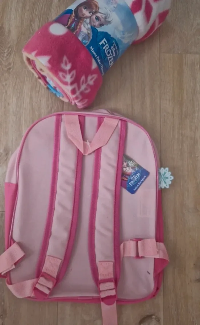 Lot la reine des neiges sac a dos cartable et plaid disney - photo numéro 2