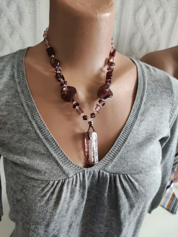 Collier perles en verre violet - photo numéro 11