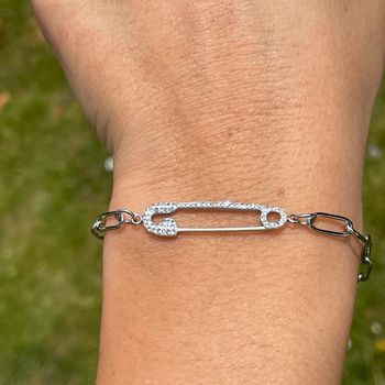 Bracelet trombone strass en acier inoxydable hypoallergénique