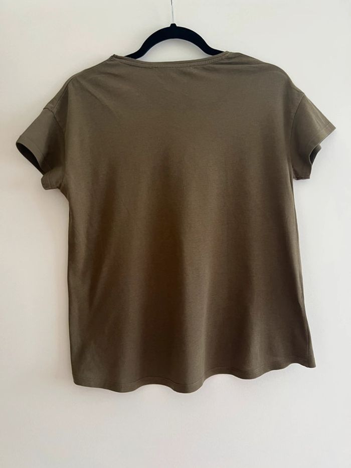 T-shirt kaki uni MANGO - Taille S - Coton bio - photo numéro 5