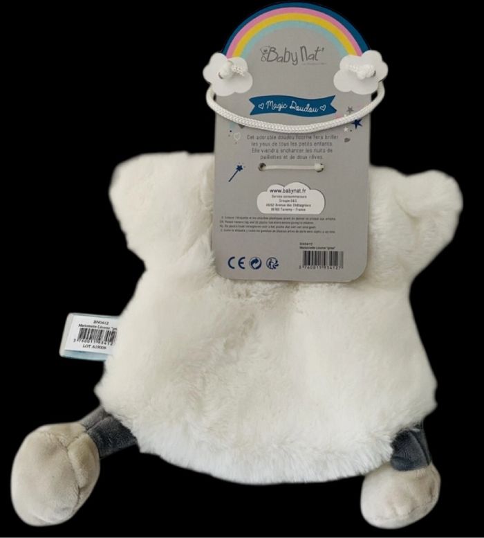 ❤️B4100 Doudou marionnette licorne Poussière d'étoile Blanc Gris BABY NAT Babynat - photo numéro 2