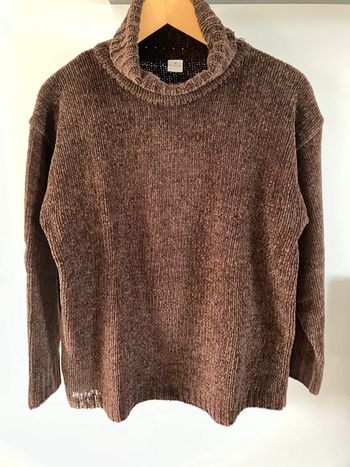 Pull marron col roulé S