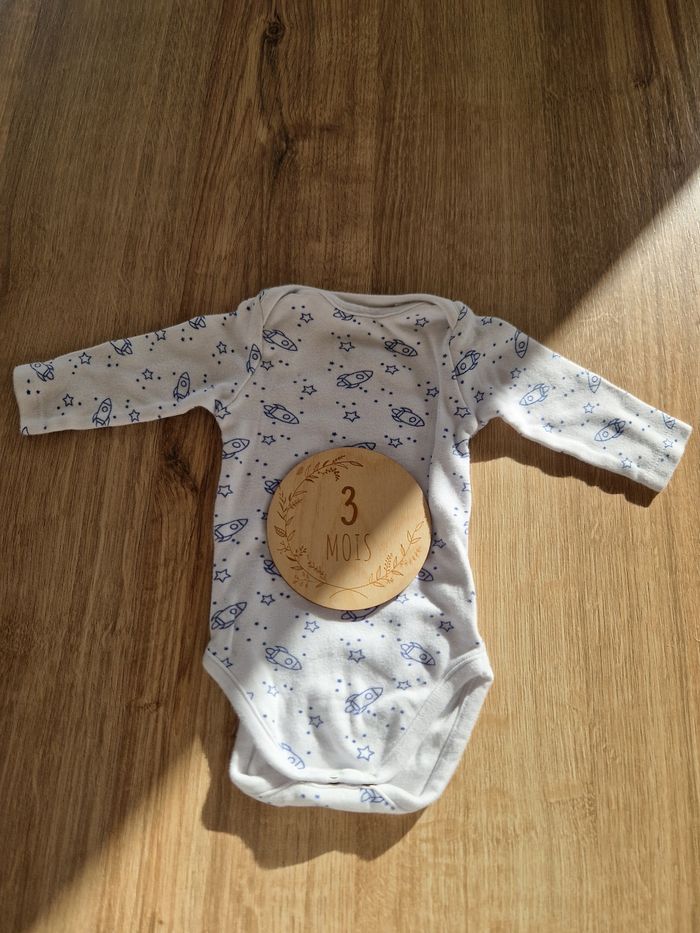 Body manches longues blanc espace - 3 mois NPO Baby