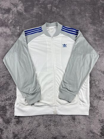 Veste vintage Adidas logo brodé 2006 blanche grise et bleu marine Taille L
