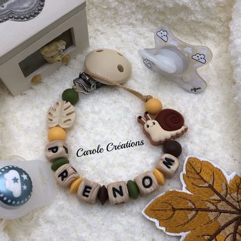 Attache tétine personnalisé entièrement en silicone escargot 