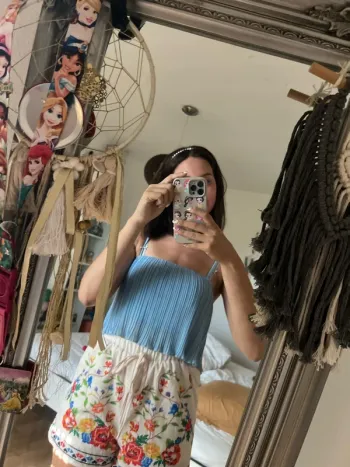 Crop top fluide bleu