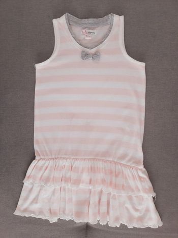 Robe Lili Marelle 5 ans rayée blanc et rose forme débardeur et bas volanté