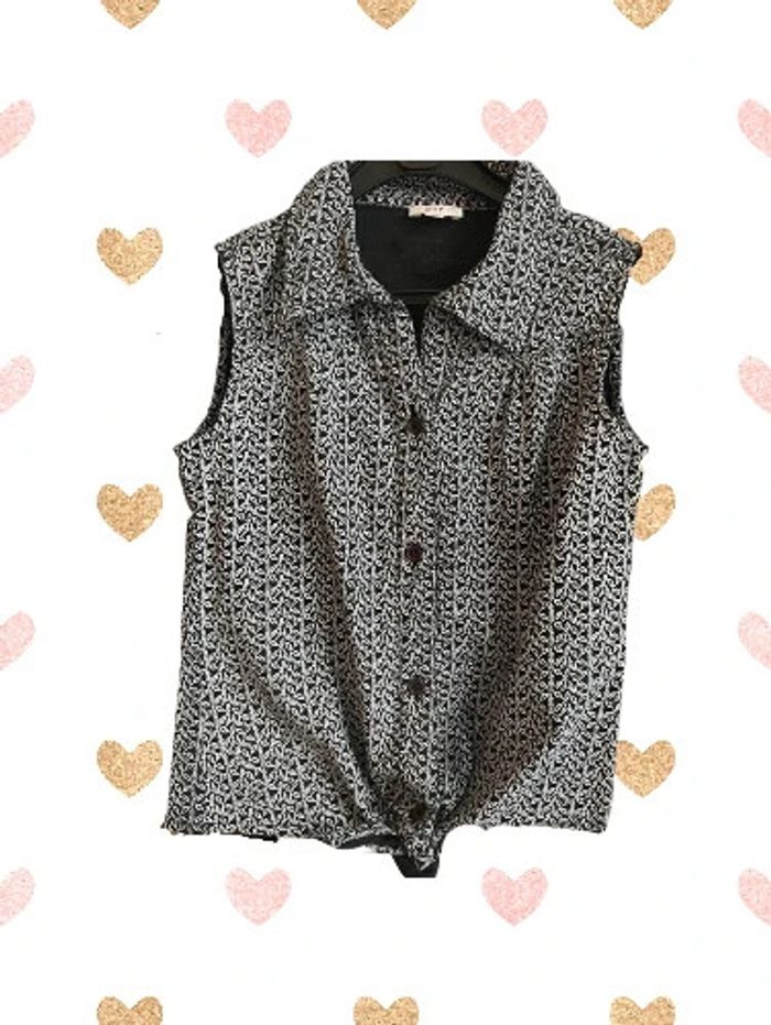 Chemise sans manches motif floral fermeture nœud 6 ans - Zef