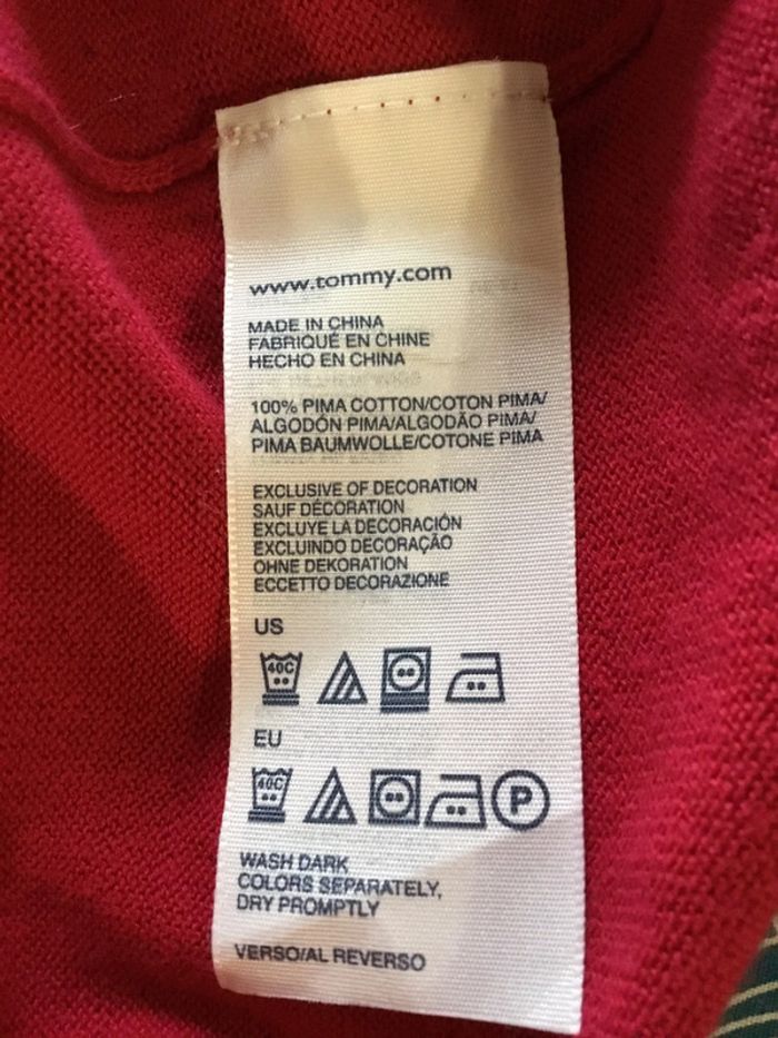 Pull col en V jacquard pour femme Tommy  Hilfiger fuchsia taille L 048 - photo numéro 9