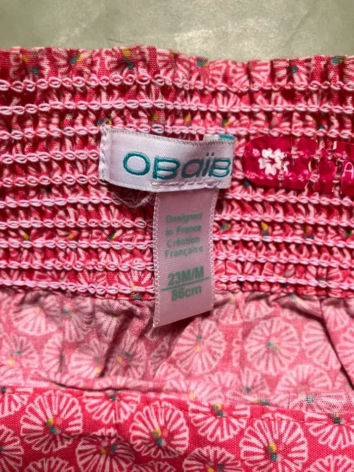 Joli pantalon imprimé rose fluide, type sarouel 24 mois Obaibi - photo numéro 4