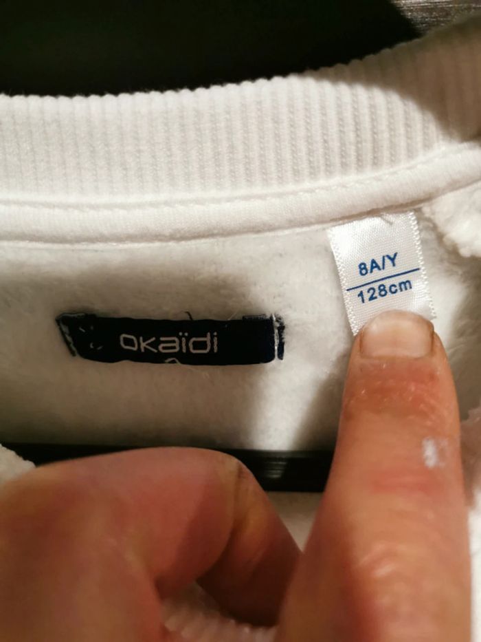 Pull blanc fille coeur doré Okaïdi 8 ans - photo numéro 3