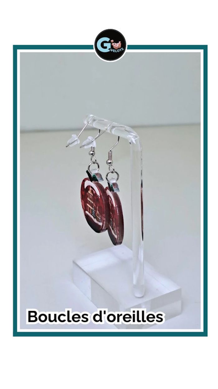🦚Boucles d'oreilles boule de Noël - photo numéro 3