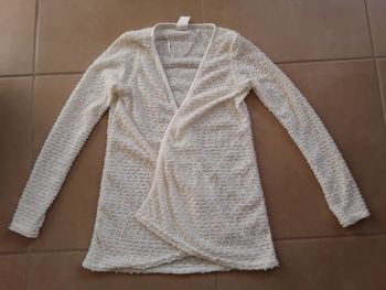 Gilet manches longues blanc brillant femme S TBE