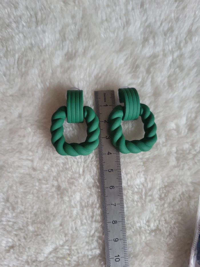 Boucles d oreilles 👂 cordes vertes - photo numéro 3