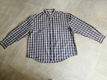 Chemise manches longues à carreaux marine et blanche Taille XL CELIO neuve