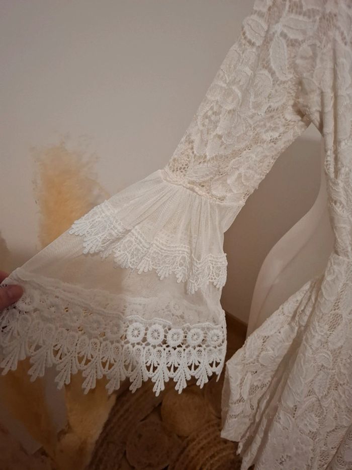 Combishort robe en dentelle blanche crème taille XS/S 34/36 - photo numéro 8