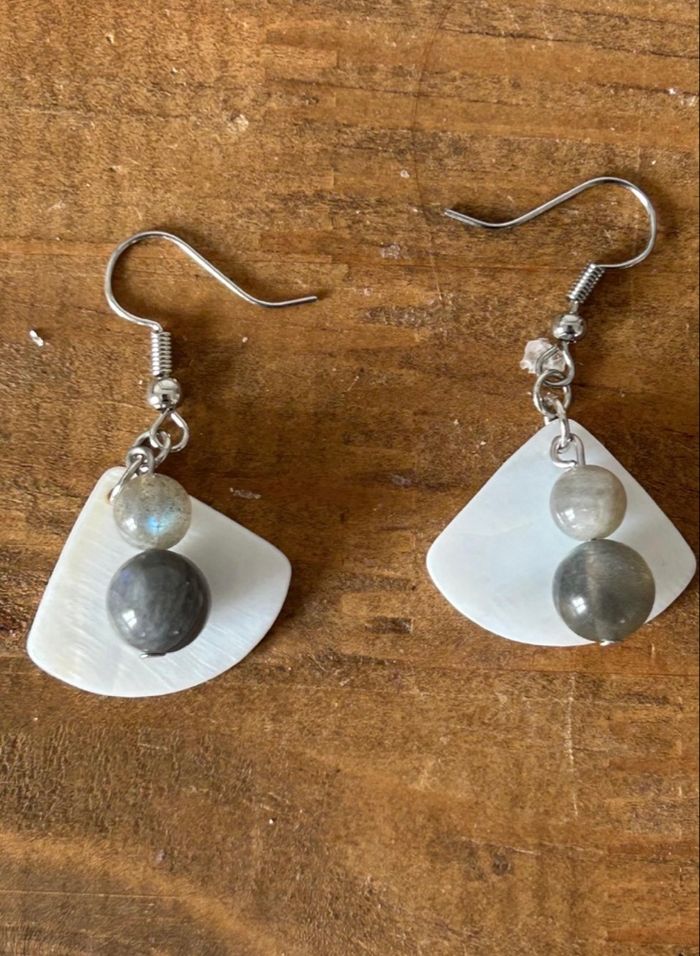 Boucle d’oreille en labradorite naturelle - photo numéro 5