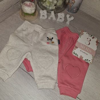 Lot de 2 pantalons joggings cœur 3 mois