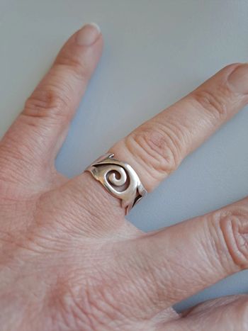 Bague large argent 925 ajourée motif spirales