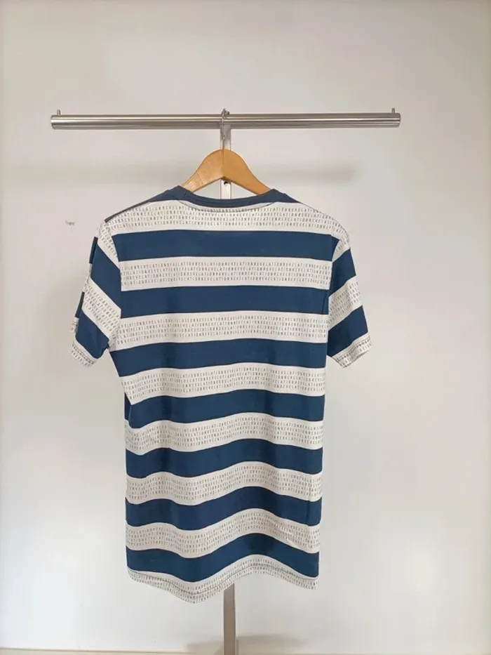 Tshirt à rayures bleues et blanc cassé marinière - Taille M - Revelation A372 - photo numéro 4