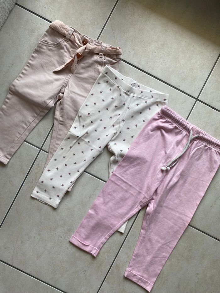 Lot de 3 pantalons legging fille 24 mois rose