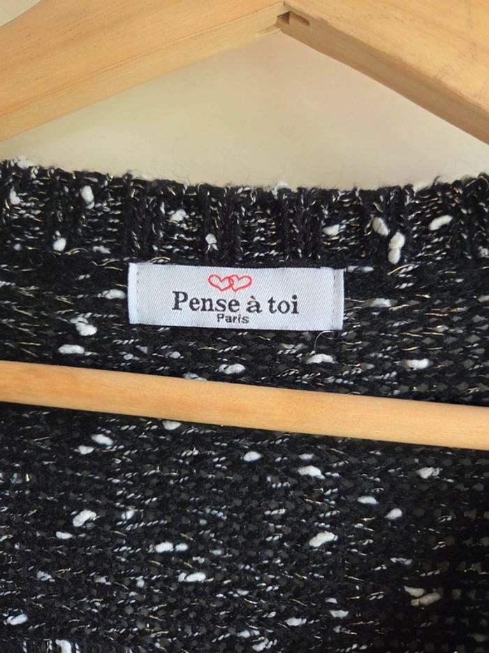 Pull noir chiné pense à toi - taille M - photo numéro 2