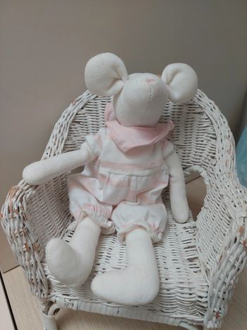 Tco - peluche doudou souris blanche et rose