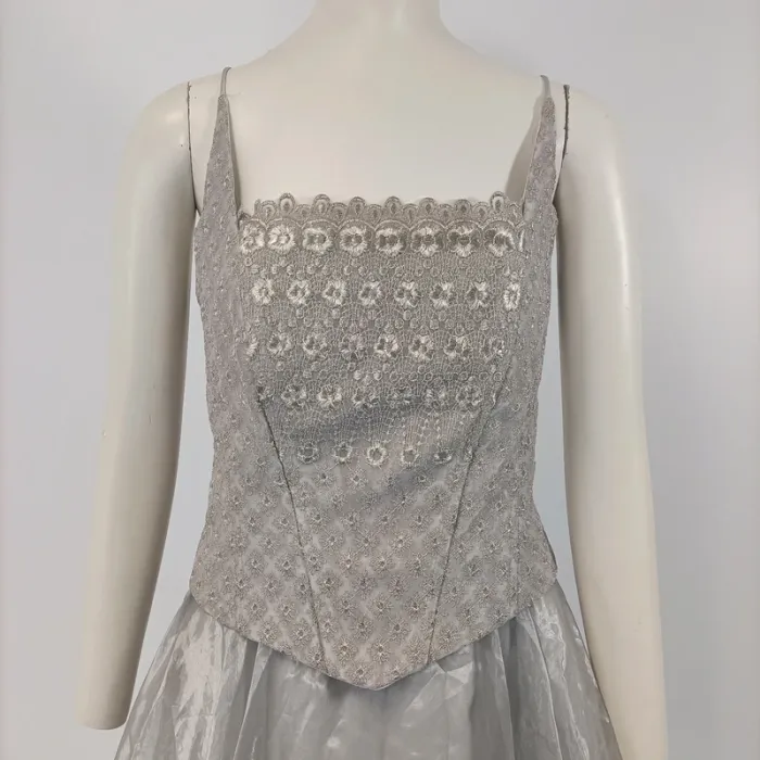 Robe corset argentée grise et dentelles - Savoy's taille M estimé A056 - photo numéro 9