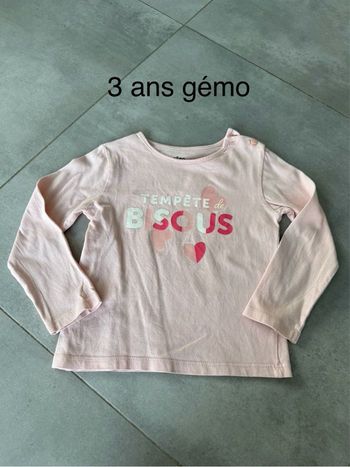 Tee shirt manches longues gémo 3 ans coloris rose 