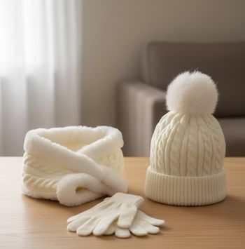 Superbe Ensemble hiver 3 pièces - Blanc Crème fourré (Neuf avec défaut)