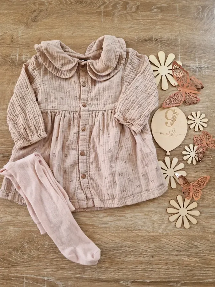 Robe col claudine beige kiabi bébé fille 9 mois