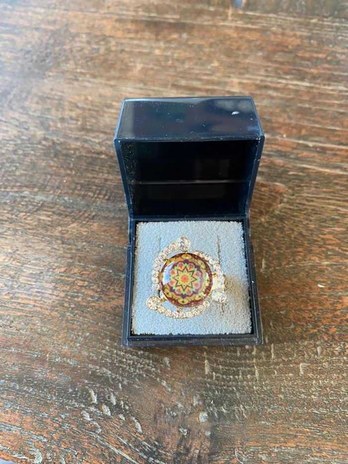 Magnifique bague réglage fleur avec strass et pierre - photo numéro 4