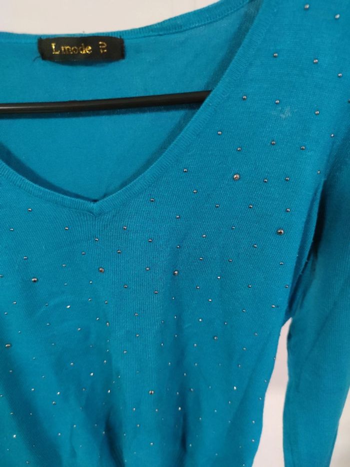 Pull léger turquoise - photo numéro 2
