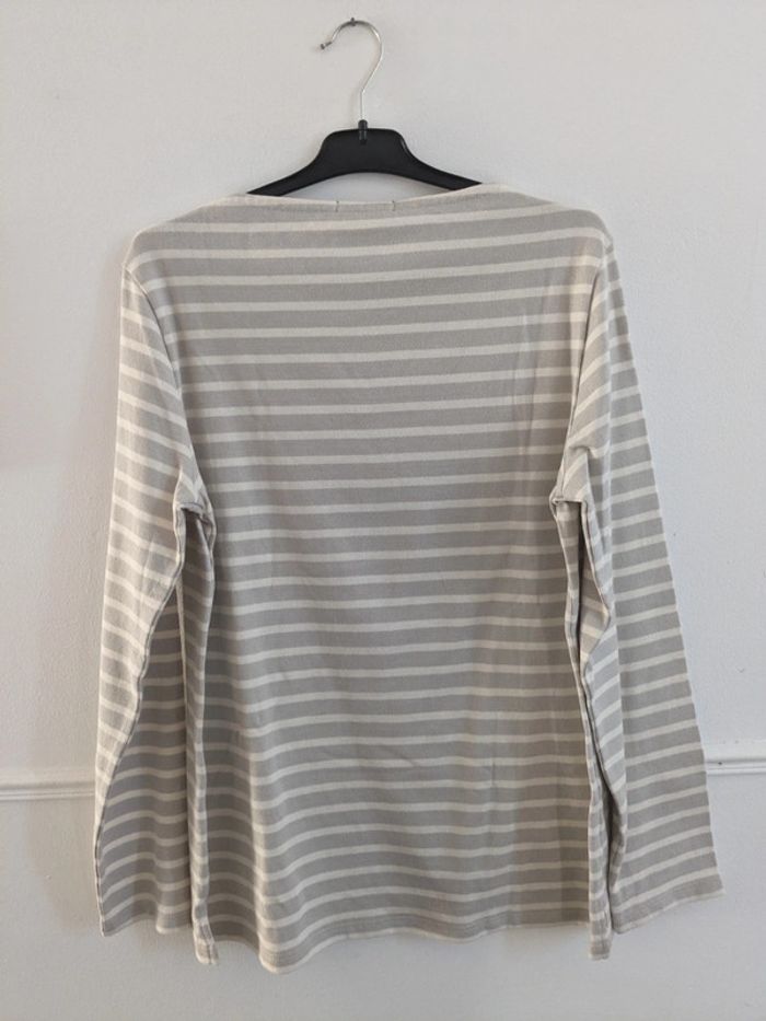 Pull rayé gris et blanc L coton - photo numéro 4
