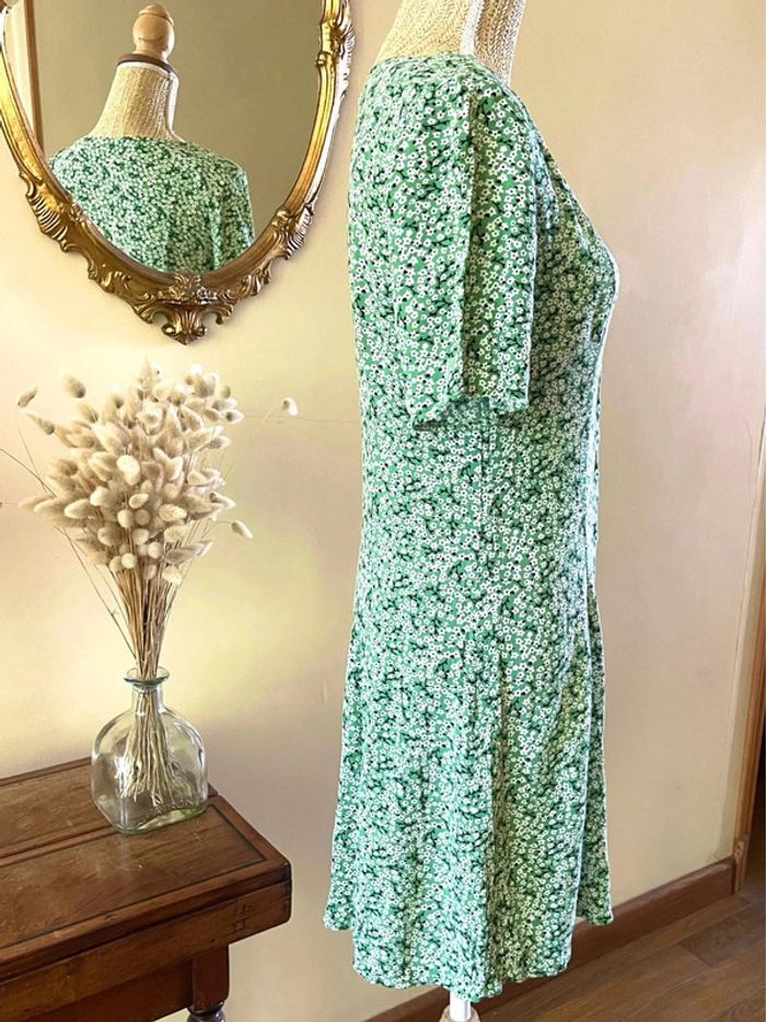 Robe Fleurie Verte - Monki - Taille XS - photo numéro 5