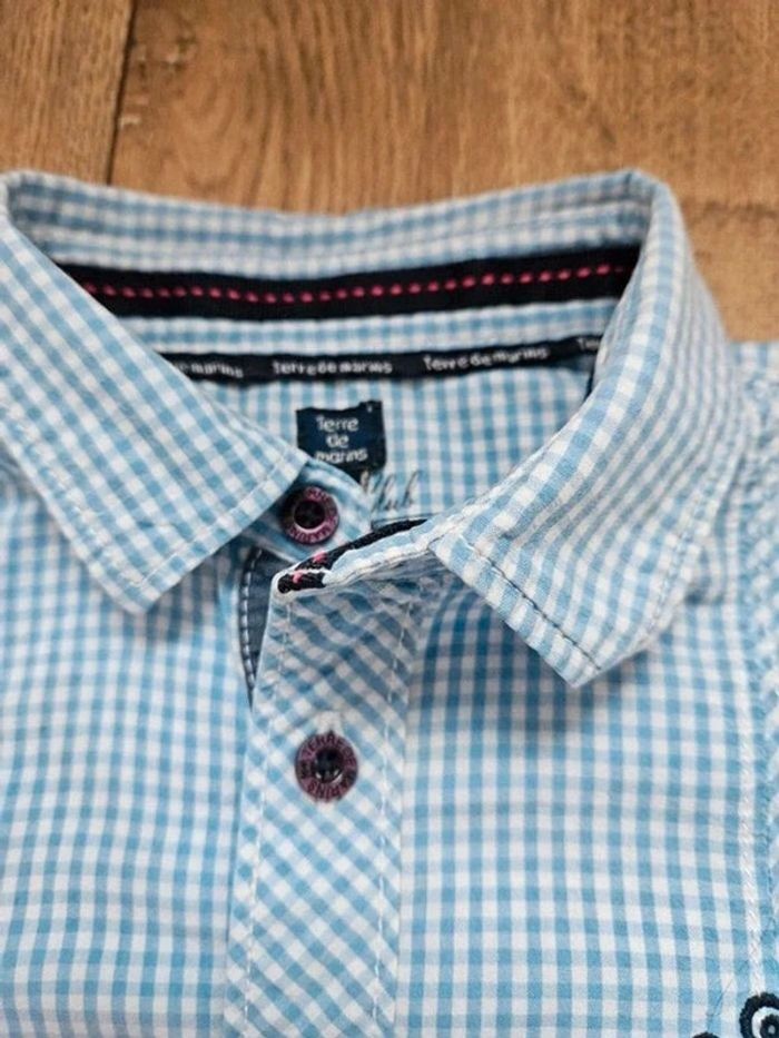 Chemise manches courtes vichy bleu clair et blanche Terre de marins 6 ans - photo numéro 7