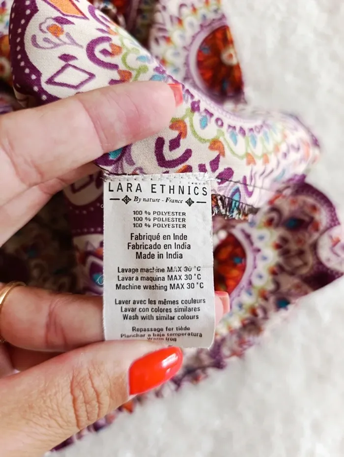 Robe Lara Ethnics neuve violet avec mandala multicolore légère et fluide made in France - photo numéro 9
