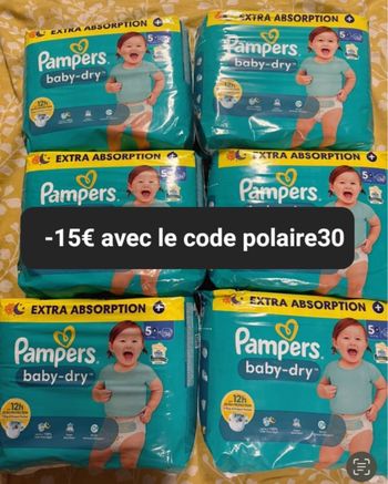 Six packs de couches Pampers taille 5 plus