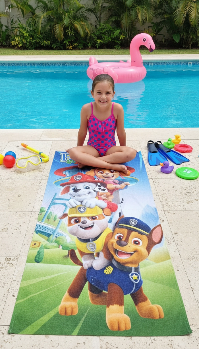 Serviette de bain (drap de plage 70 × 140 cm) - Pat Patrouille - Microfibre douce - photo numéro 1