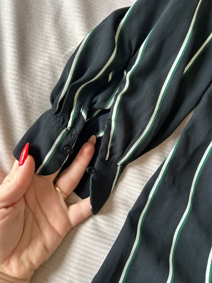 Robe chemise H&M noir vert blanc taille 40 - photo numéro 4