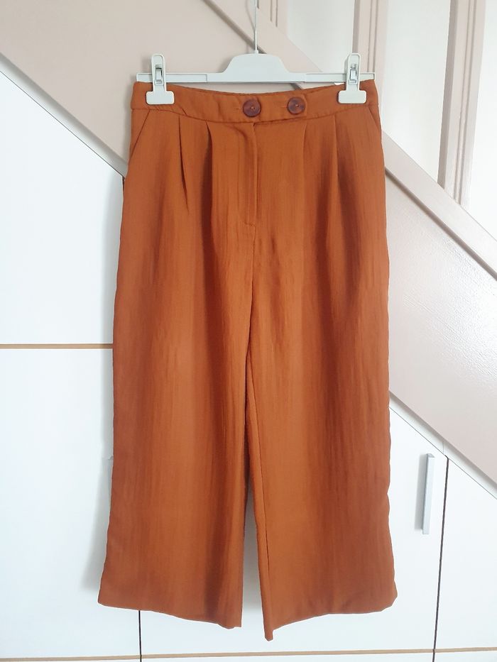 Pantalon large raccourci marron Kiabi T. S