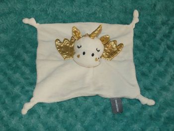 Doudou plat licorne blanc cassé doré Orchestra 🦄tbe