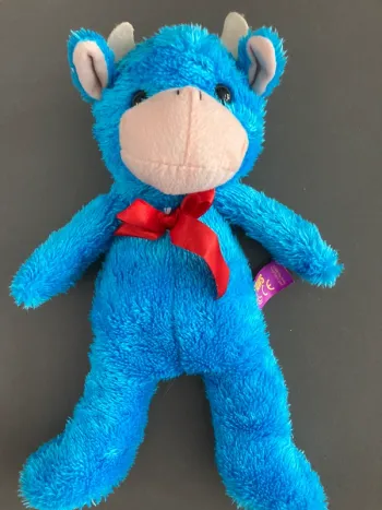 Peluche vache bleu en très bon état