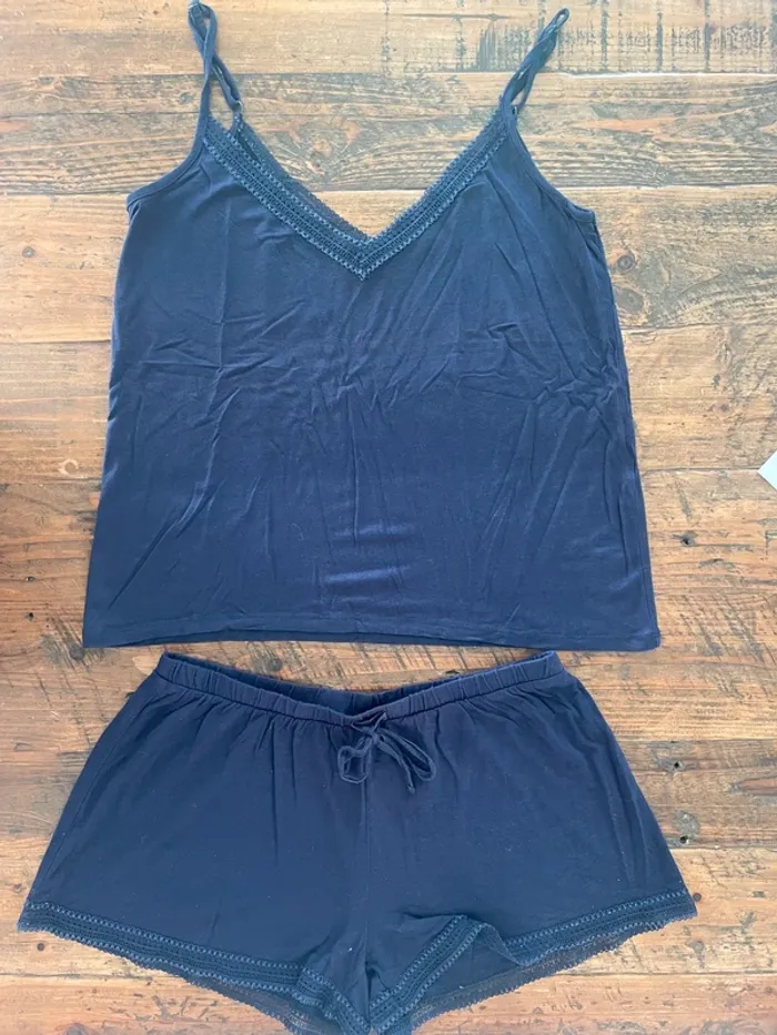 Ensemble Pyjama Bleu foncé t-shirt + short - photo numéro 2