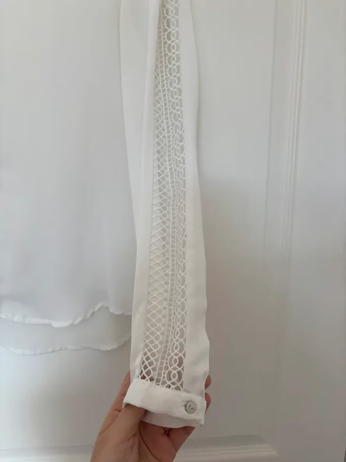 Chemisier fluide détails dentelle blanc crème Mango Taille XS - photo numéro 9
